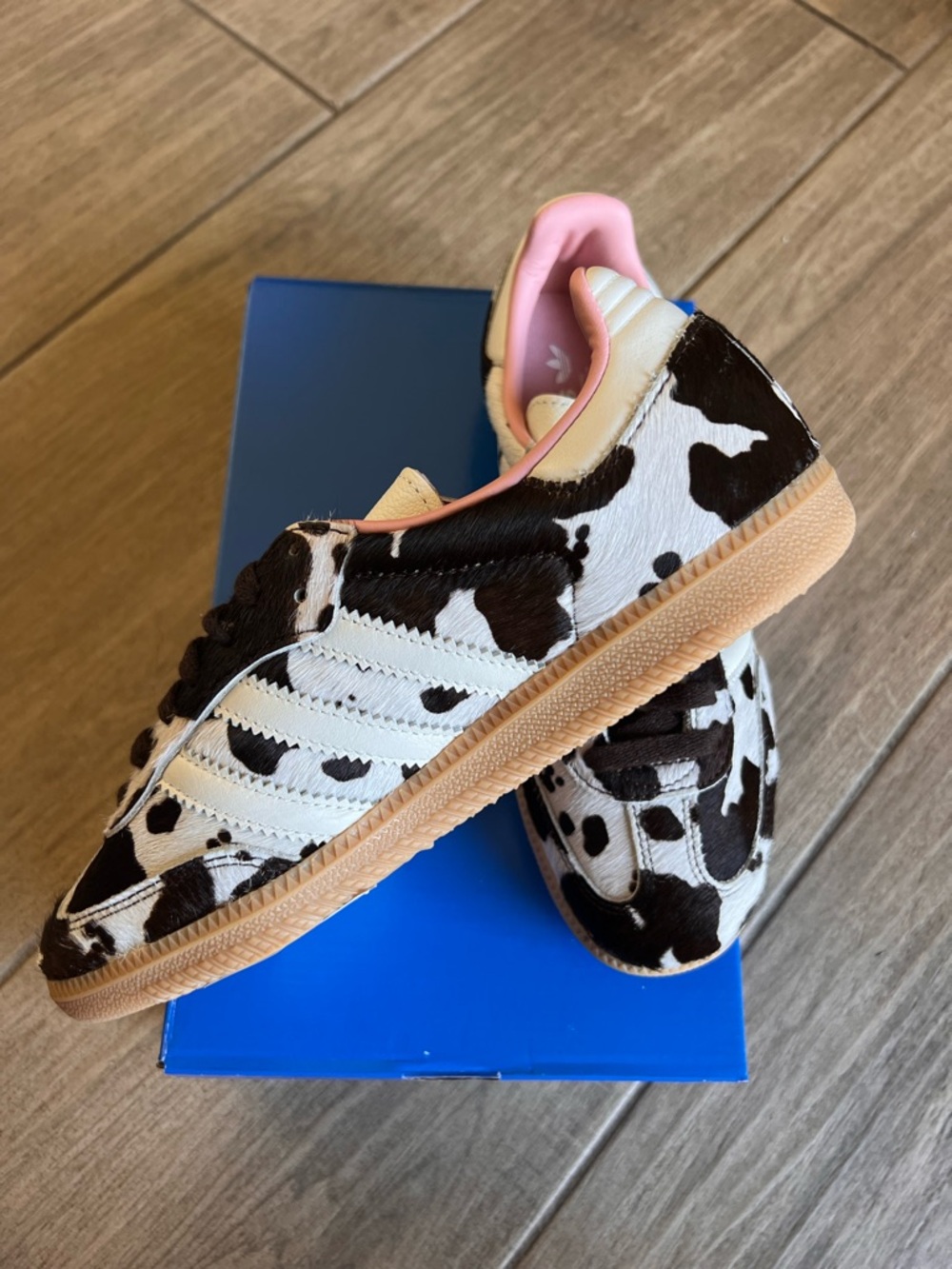 adidas Cow Print Sneakers in Black, White & Pink - Picture 5 of 10